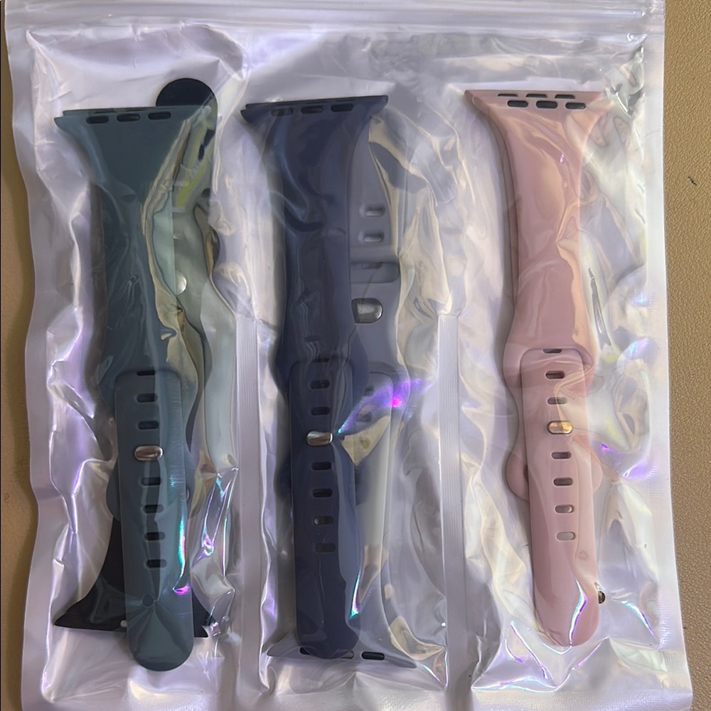 Set of 5 Silicone Watch Bands - Green, Blue, Pink, Black & Gray